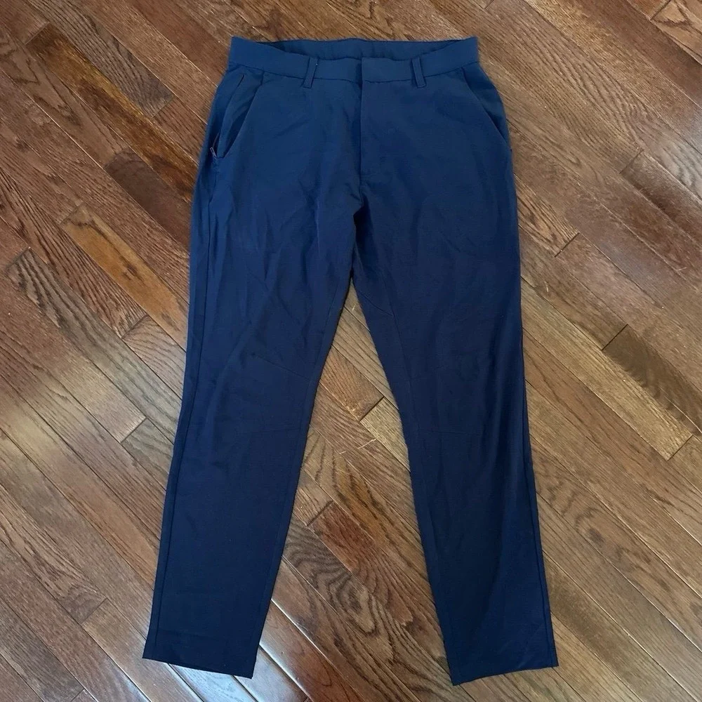 Men's Navy Blue Fabletics Slim Fit Tapered The Don Trouser Pants
